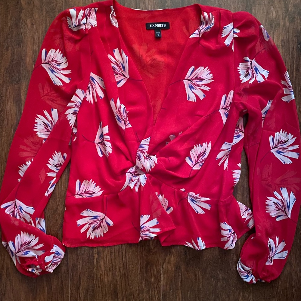Express Red Floral Blouse